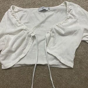 White Tie Long Sleeve Crop Too